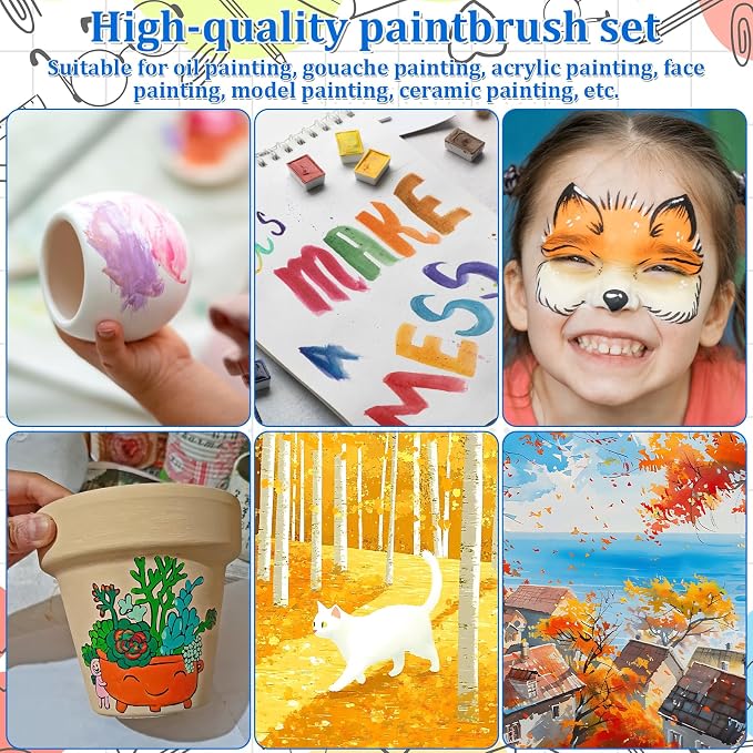 270 PCS Paint Brushes Set, 24 Pack of 240PCS Paint Brushes Bulk, 30 Paints Trays, Valued Paintes Brushe and Palettes Set, Acrylic Paints Brush Sets for Oil Watercolor Painting