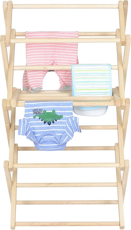 Pennsylvania Woodworks Clothes Drying Rack: Solid Maple Hard Wood Laundry Rack for Baby Clothes, Hand Towels, Delicates & More, Durable Small Folding Drying Rack, Made in USA, No Assembly Needed