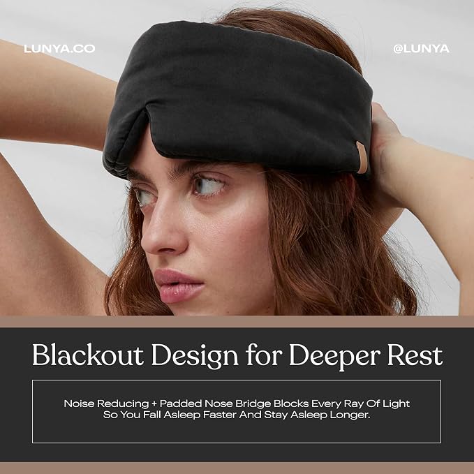 Lunya Women's Washable Silk Sleep Mask LUSK7000, Immerse Black, L | Washable Silk