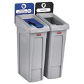Rubbermaid Commercial Products Slim Jim Recycling Station 2-Stream Landfill/Mixed Recycling Bin/Can/Kit/Station, 23-Gallon, for Offices/Home/Higher Education/Commercial Facilities