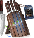 SYOKAMI 2026 Upgrade Knife Set 7 Piece Japanese Style Kitchen Knife Set With Foldable Magnetic Acacia Wood Block Sharp High Carbon Stainless Steel Chef Knives Set with Anti-slip Handle, Ideal for Gift