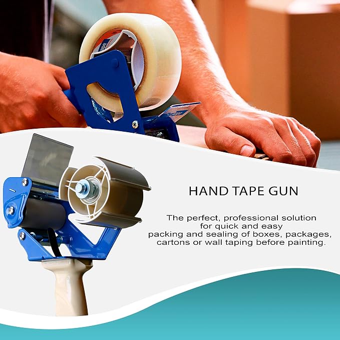 APQ Industrial Packing Tape Dispenser for 3" Tape. Side Loading Tape Gun. Heavy Duty Hand Tape Gun. Lightweight and Portable for Commercial Packaging, Shipping, Moving, Carton and Box Sealing.