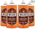 Milsek Leather Leather & Vinyl Cleaner, 12-Ounce, Pack of 4, Orange (LC-4) | Cleans, conditions, and helps protect leather and vinyl furniture, automotive interiors, shoes, and bags.