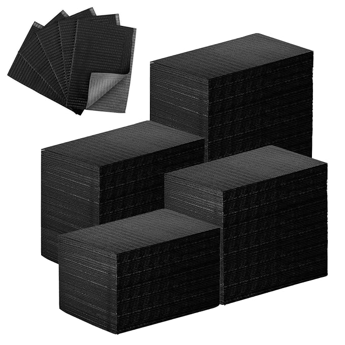 490pcs Disposable Nail Mats Foldable Nail Paper Towels, Table Acrylic Nail Practice Sheet, 3 Ply Waterproof Clean Nail Table Practice Mat for Salon Manicure Tattoo,Nail Art Accessories 13"x18" (Black)