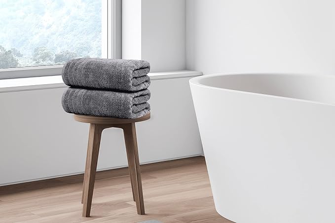Tens Towels 4 Piece Extra Large Bath Towels 30 x 60 Inches, Dark Grey | 100% Cotton, Larger & Lighter Weight, Quicker to Dry, Super Soft and Absorbent, Perfect for Bathroom