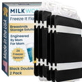 Freeze It Flat Breastmilk Bag Organizer, Set of 2 (Black Double) | Set of 2 organizers, freezes breast milk bags flat, doubles freezer storage, works with top milk bag brands, wipe clean