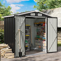 Aoxun 6.2x4 FT Shed Outdoor Storage Shed, Black | Metal Shed with Lockable Doors & Slooping Roof Garden Tool Shed for Backyard, Patio, Poolside