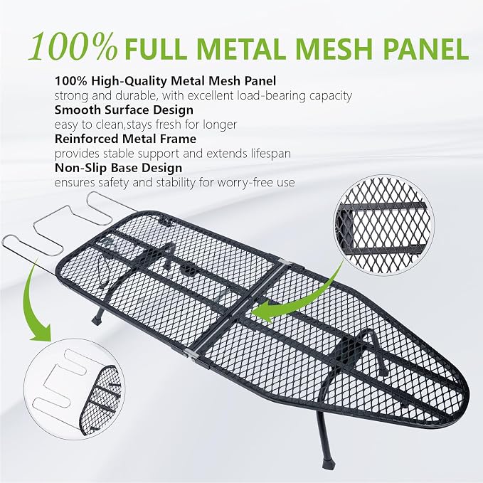 Metal Foldable Tabletop Ironing Board with Iron Rest, Portable Ironing Board Small with Heat Resistant Cotton Cover, Mini Iron Board for Small Space and Travel, 31"x12",Black