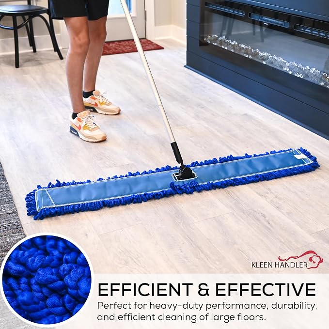 Kleen Handler 48 inch Microfiber Dust Mop | Extra Large Washable Commercial Mop Head Replacement, Pack of 3