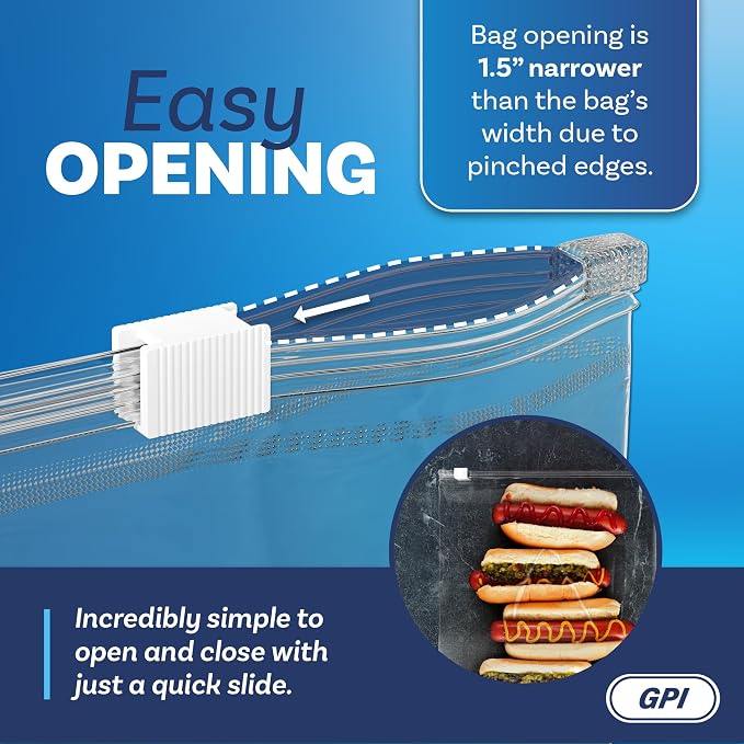 200 Count - Slider Zip Jumbo Food Storage. GPI Bags, 16" x 18" 3 Mil Heavy Duty, Extra Large, Strong & Durable For Freezer Storage. GPI