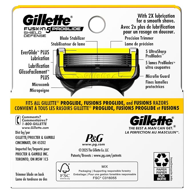 Gillette ProGlide Shield Razor Refills for Men, 4 Blade Refills