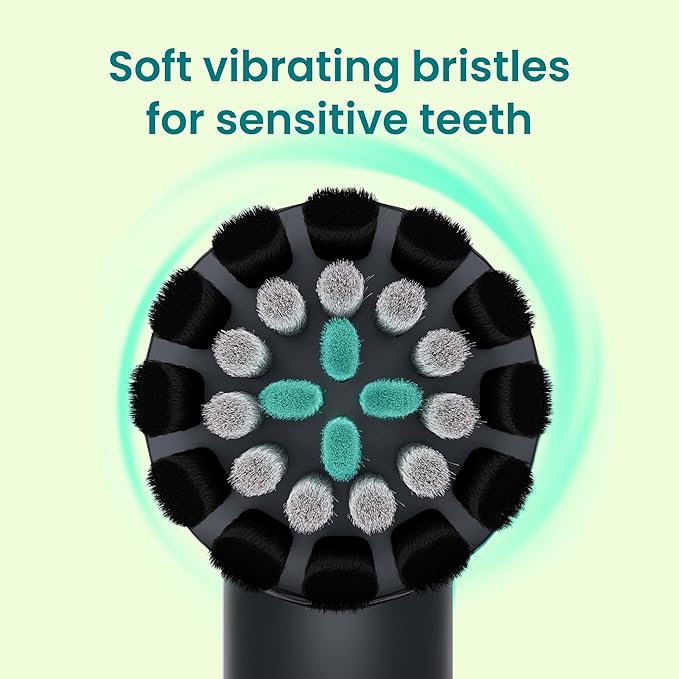quip Rev Oscillating Electric Toothbrush Heads - 4 Pack - Verified quip Brush Head Refills for Oscillating Toothbrushes - Soft Bristles, Dual-Length, Compact - Last 3 Months Each - Black