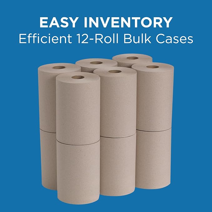 Pacific Blue Basic by Georgia-Pacific PRO Recycled Hardwound Paper Towel Rolls, Brown, 350 Feet Per Roll, 12 Rolls Per Case, 26401