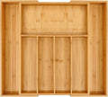 VaeFae Premium Bamboo Drawer Organizer, Expandable Silverware Drawer Organizer, Cutlery Tray with Dividers for Kitchen Utensils (Natural, Large)