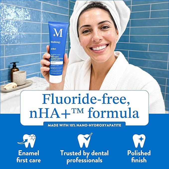 10% Nano Hydroxyapatite Toothpaste (Unflavored) Fluoride Free, Whitening*, Rod Shaped nHa, Xylitol Toothpaste for Adults, Enamel Care*, Sensitive Teeth*, SLS Free, 4oz (USA Made) Package May Vary