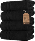 Hawmam Linen Black Hand Towels 4 Pack Turkish Cotton Premium Quality Soft and Absorbent Small Towels for Bathroom