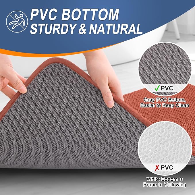 OLANLY Thick Memory Foam Small Bathroom Rugs Mats 24x16, Rustic Terracotta | Soft Quick Dry Bath Mats, Non-Slip, Absorbent Machine Washable Mat for Bathroom Floor, Tub and Shower, Home Decor Accessories