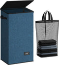 SOLEDI Laundry Hamper with Lid 100L Large & Tall Collapsible Laundry Baskets, Clothes Hamper with Bag Removable Easy to Carry, Dirty Hampers for Bedroom, Bathroom, Dorm, College, Blue