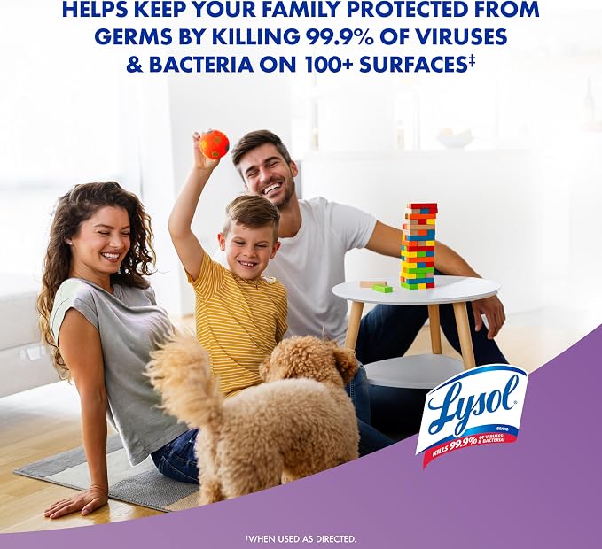 LYSOL Disinfecting Wipes, All Purpose Cleaner, Multi-Surface Antibacterial Cleaning Wipes, Household Cleaning Supplies, Dorm Essentials, Lavender & Cotton Blossom Scent, 80 ct.