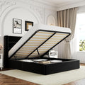 Allewie Queen Size Lift Up Hydraulic Storage Bed Frame Black | Modern Wingback Headboard, Hydraulic Support Storage, No Box Spring Needed