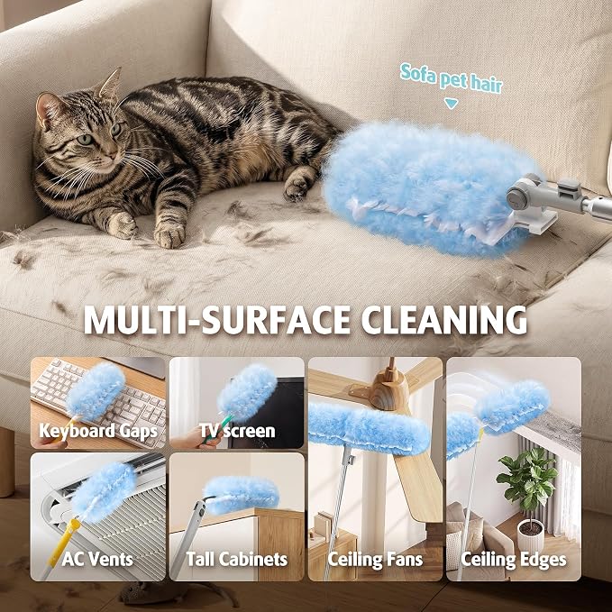 Duster Refill for Swiffer Duster, 60 Count, Not Include Handle Dusters | Electrostatic Duster 2 Side 360° Duster Refills, Disposable Multi Surface Dusters for Cleaning, Unscented