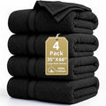 LANE LINEN 100% Cotton Bath Sheets - Exclusive Zero Twist Technology - 4 Pack (35"x66") Extra Towels large - Ultra Soft, Quick Dry & Super Absorbent - Hotel Collection Oversized Bath Towel Set - Black