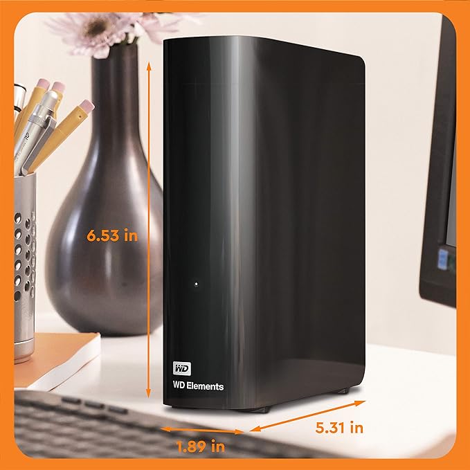 Western Digital 14TB Elements Desktop External Hard Drive, USB 3.0 external hard drive for plug-and-play storage - Western DigitalBWLG0140HBK-NESN