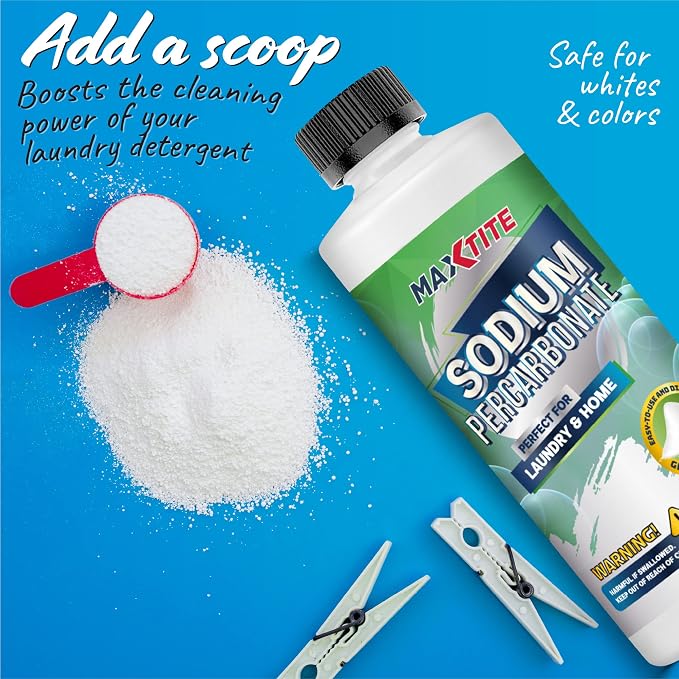 MAXTITE Sodium Percarbonate (10 lbs) - 100% Pure - Solid Hydrogen Peroxide/Oxygen Bleach - Multi-Use Cleaner for Home & Laundry - HDPE container w/Resealable Child Resistant Cap