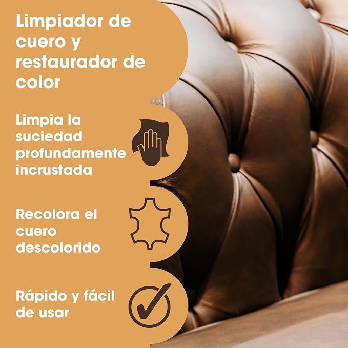 Furniture Clinic Leather Easy Restoration Kit | with Leather Recoloring Balm, Cleaner, Sponge, and Cloth | Leather Repair Kit for Scratched and Faded Furniture (Camel)