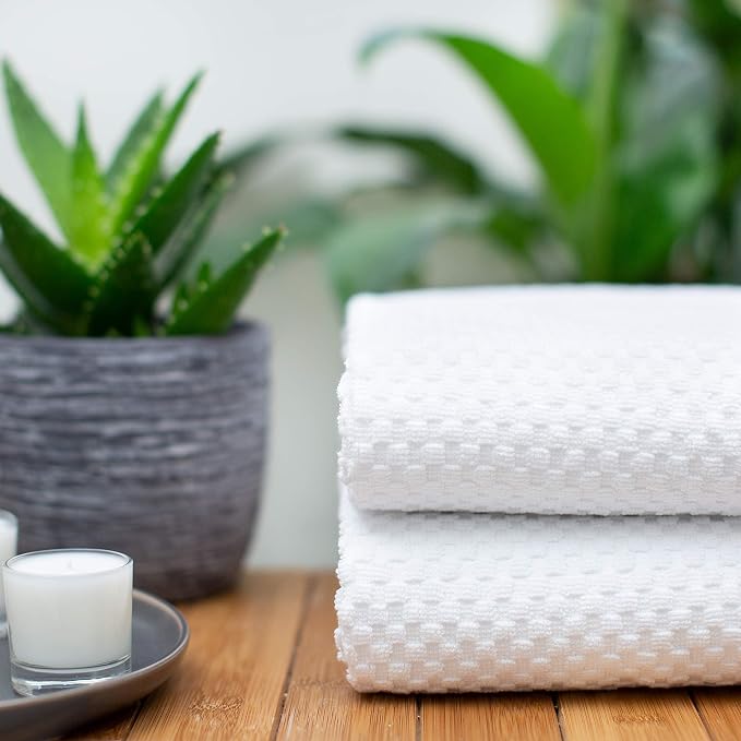 COTTON CRAFT Euro Spa Waffle Weave Bath Sheet - Set of 2 White Towel Sheets | Pure 100% Ringspun Cotton Oversized Luxurious Towel Set - Soft Plush Super Absorbent Low Lint Quick Dry - 35 x 70 inches