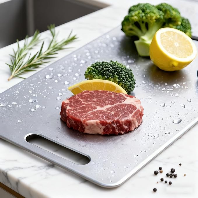 4PCS Titanium Cutting Board Set of 4 – 100% Pure Titanium Double-Sided Chopping Boards for Kitchen, Food-Grade Hygienic Cutting Boards for Meat, Vegetables & Fruits, Durable Non-Stick, Dishwasher Safe