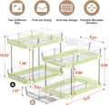 Delamu 2-Tier Multi-Purpose Bathroom Under Sink Organizers and Storage, Stackable Kitchen Pantry Organization, Pull Out Medicine Cabinet Organizer with Movable Dividers, Green, 2 Pack