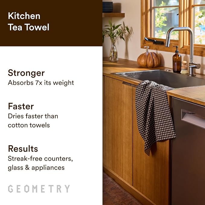GEOMETRY Tea Towels – Spring & Summer Collection – Quick-Dry, Ultra-Absorbent, Reusable Microfiber Kitchen Towels for Drying & Cleaning (Cherry Bow, 1-Pack)