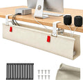 Under Desk Cable Management No Drill – 48" L x 6" W Cord Organizer, Upgraded Silicone Pads (No Scratch!), 16 Cable Slots, Washable PE Honeycomb Base, Fits Desks 0–2.1" Thick, Beige