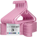 NEATERIZE Thick Heavy Duty Hangers - Pink Plastic Clothes Hangers 24 Pack - Great for Coat Hanger, Jackets Jeans & Suit Hanger for Closet - New Apartment Essentials Percheros Ganchos para Colgar Ropa