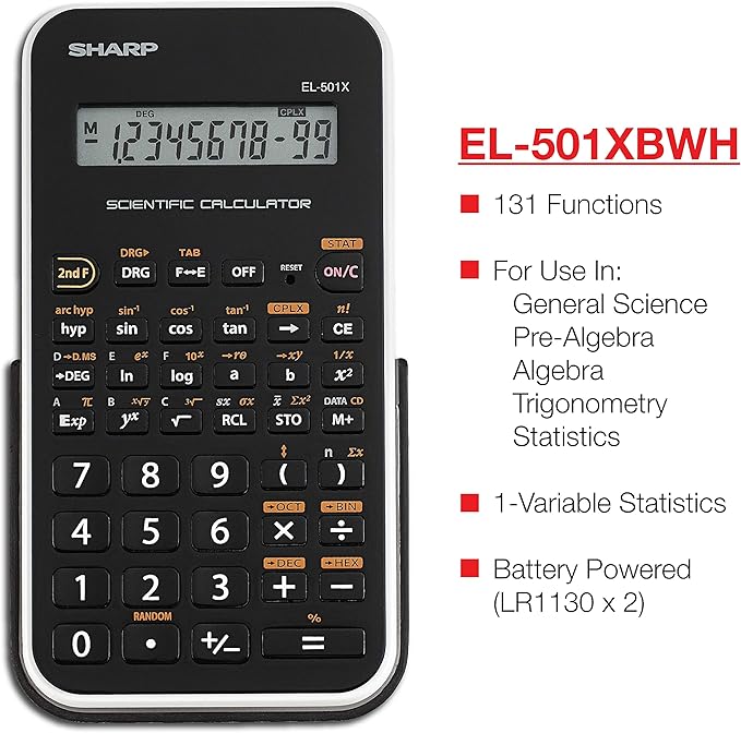 Sharp EL501X2BWH Engineering/Scientific Calculator