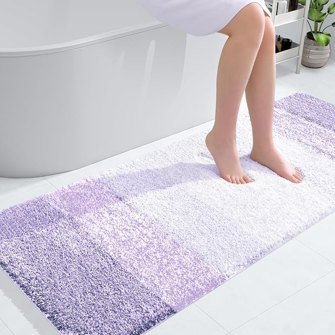 OLANLY Large Bathroom Rugs Mat 54x24, Extra Soft Absorbent Microfiber Bath Rug, Rubber Backing, Quick Dry, Washable Bath Mats for Bathroom Floor, Tub and Shower, Home Decor Accessories, Light Purple