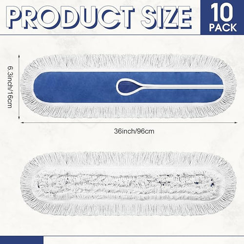 10 Pack 36 Commercial Dust Mop Replacement Heads Reusable Washable Cotton Dusting Pads Compatible with Industrial Dust Mop for Commercial Floor Cleaning and Janitorial Supplies Gym Office