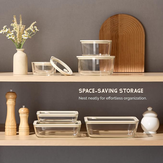 Non-Toxic Glass Storage Container Set, Borosilicate Glass, Tempered Glass Lids, Baking Pan, Airtight, Vented, Microwave, Oven & Dishwasher Safe, (Rectangular, Set of 3)