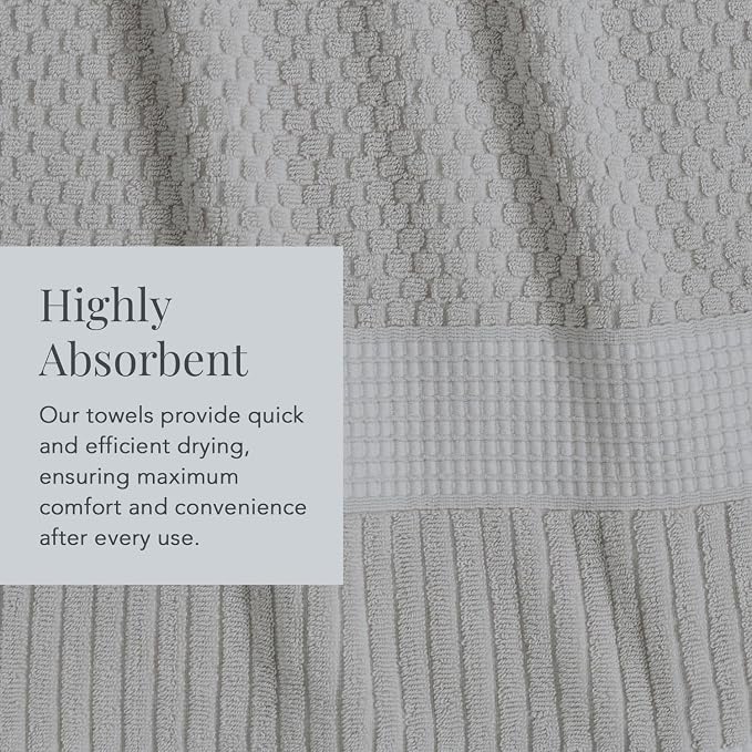 NY Loft 100% Cotton 2-Pack Oversized Bath Towel Set | Grey | Quick-Dry | Two Oversized 35" x 70" Bath Towels / Bath Sheets | Super Absorbent | Designer-Styled Texture