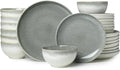 Pokini 24 Piece Dinnerware Sets for 8, Modern Stoneware Plates and Bowls Sets, Perfect for Family Gatherings & Holiday Celebrations, Easy Cleaning Dishes, Stack Compactly Plate Set, Gradient Green