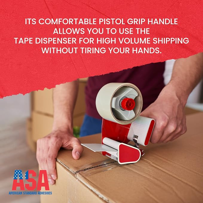 ASA Standard 2" Tape Gun Dispenser for Packing & Shipping | Strong, consistent seal on all box types. Designed for packing, shipping and mailing tasks.