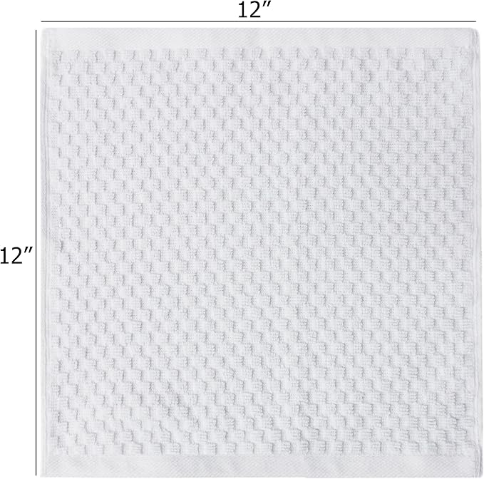COTTON CRAFT Euro Spa Waffle Wash Cloth - Set of 12 White Washcloth | Luxury Face Towel Set - 100% Cotton - Soft Plush Absorbent Low Lint Quick Dry - Gym Shower Beach Bath Kitchen - 12x12 inches