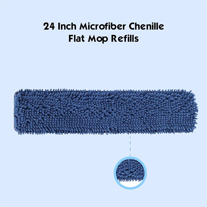 24 Inch Microfiber Chenille Coral Washable Flat Mop Pad Refills(Pack of 6)