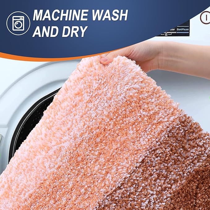OLANLY Large Bathroom Rugs Mat 44x32, Extra Soft Absorbent Microfiber Bath Rugs, Rubber Backing, Quick Dry, Machine Washable Bath Mat for Bathroom Floor, Tub and Shower, Home Decor Accessories, Orange
