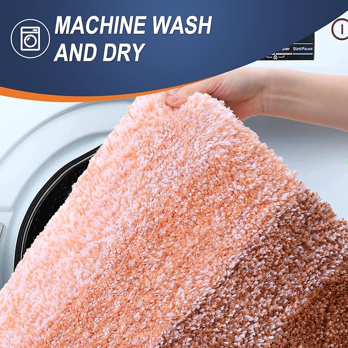 OLANLY Small Bathroom Rugs Mat 24x16, Extra Soft Absorbent Microfiber Bath Rugs, Rubber Backing, Quick Dry, Machine Washable Bath Mat for Bathroom Floor, Tub and Shower, Home Decor Accessories, Orange