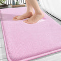 OLANLY Thick Memory Foam Bathroom Rugs 30x20, Soft Absorbent Bath Mat, Pink | Quick Dry Bath Mat Rugs, Non-Slip Mats, Machine Washable Carpet for Bathroom Floor, Tub and Shower, Home Decor Accessories