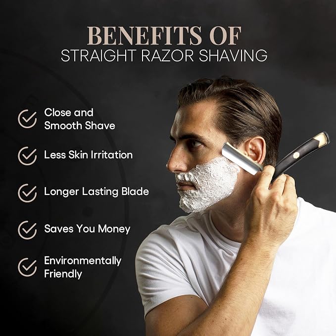 Naked Armor King Arthur Straight Razor Kit, Gold Japanese Stainless Steel | 7-Pc Shave Ready Wet Shaving Kit, 7/8" Barber Straight Edge Razor Set, Strop, Paste, Brush, Soap, Sheath, Box, Gifts for Men