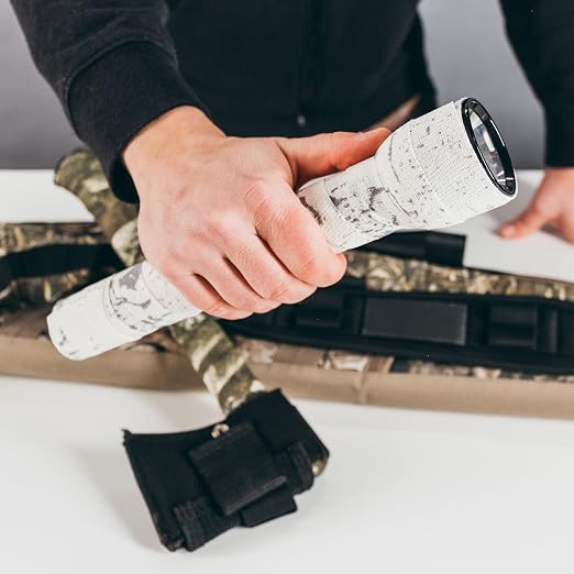 GEAR AID Camo Form Self-Cling and Reusable Fabric Camouflage Wrap, Adds Grip and Shield Hands from Hot or Cold Surfaces to Protect You and Your Equipment, Kryptek Highlander, 2” x 144” Roll, 1 Pack