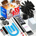 Holikme 58 Pieces 35 Feet Dryer Vent Cleaner Kit, Dryer Cleaning Tools, Include Dryer Vent Brush, Omnidirectional Blue Dryer Lint Vacuum Attachment, Dryer Lint Trap Brush, Vacuum & Dryer Adapters